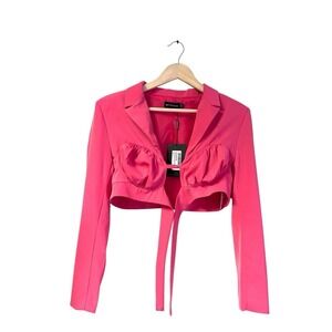 Pretty Little Thing Womens's Top Long Sleeve Crop‎ Jacket Size 10 Hot Pink